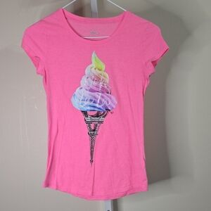Justice Vibrant‎ Pink Ice Crean Ooh La La Tee Girls Sz 10